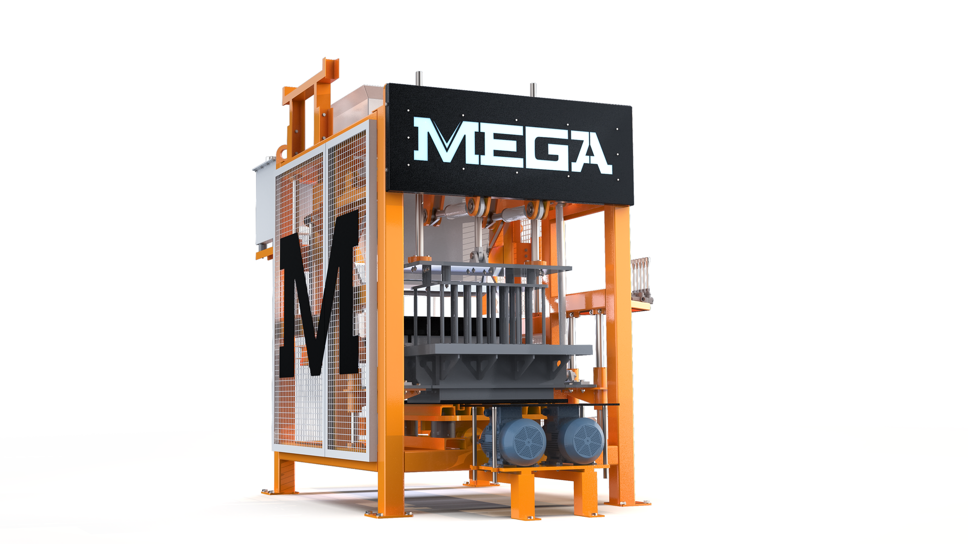 MEGA semi-automatic concrete block machine production detail