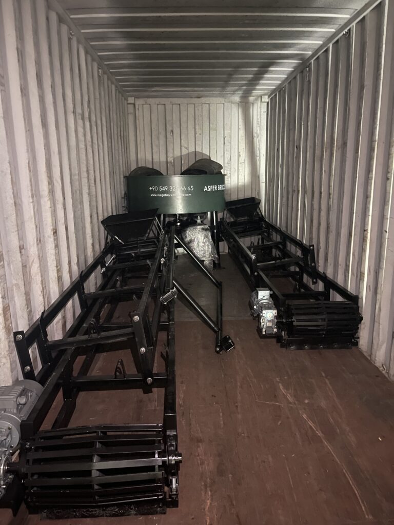 Conveyors and M-PR 3.1 production components inside a shipping container